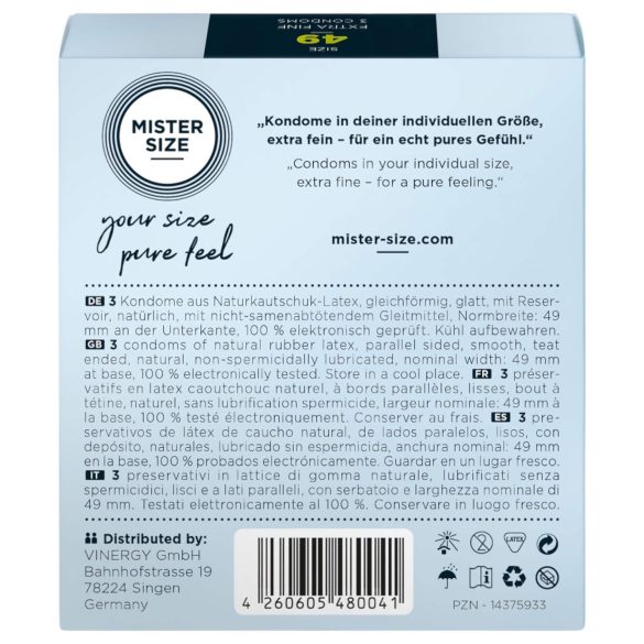 Mister Size - preservativo fino - 49mm - 3 unidades