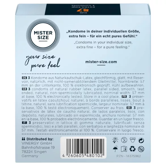 Mister Size - preservativo fino - 57mm - 3 unidades