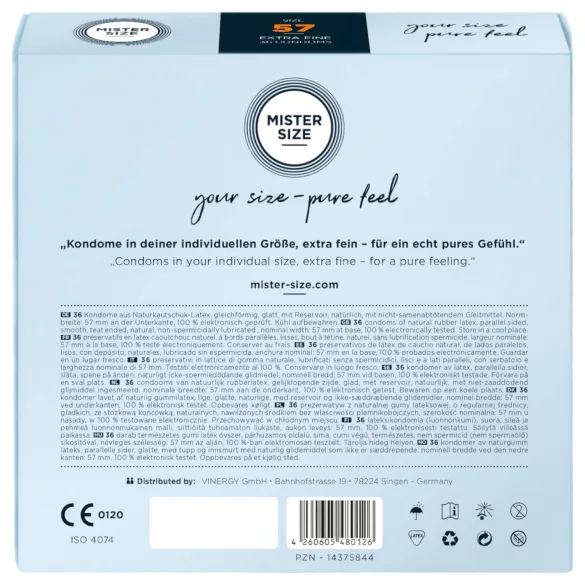 Mister Size - preservativo fino - 57mm - caixa com 36 unidades