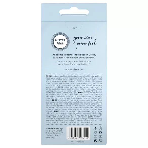 Mister Size - preservativo fino - 60mm - caixa com 10 unidades