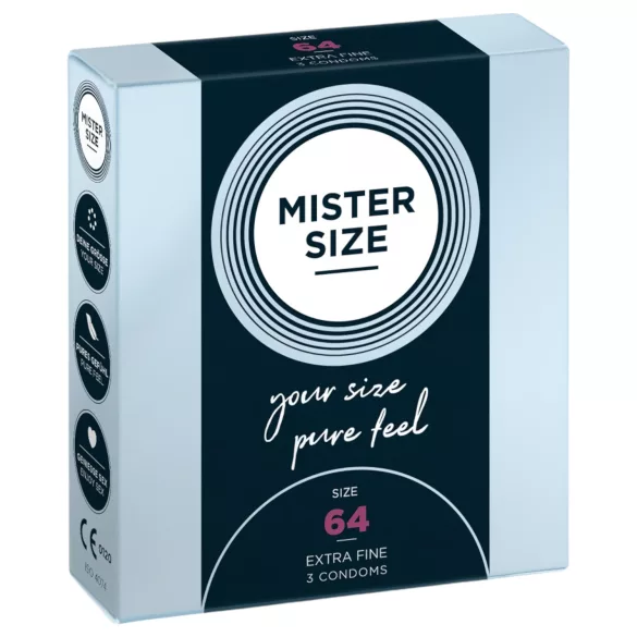 Mister Size - preservativo extra fino - 64mm - embalagem com 3 unidades