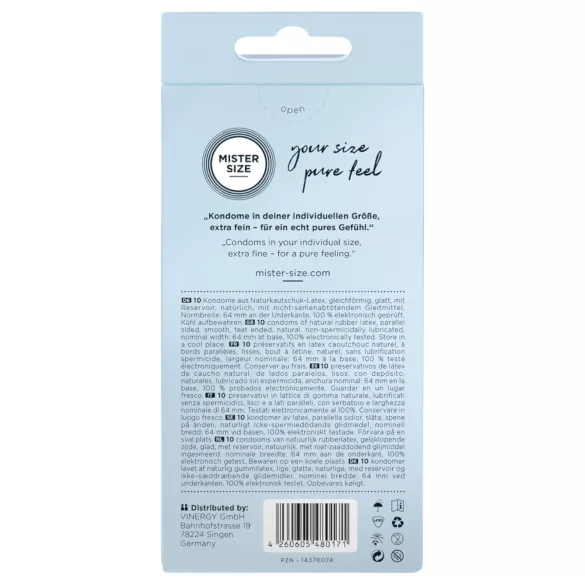 Mister Size - preservativo fino - 64mm - caixa com 10 unidades