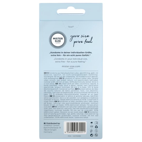 Mister Size - preservativo fino - 69mm - caixa com 10 unidades