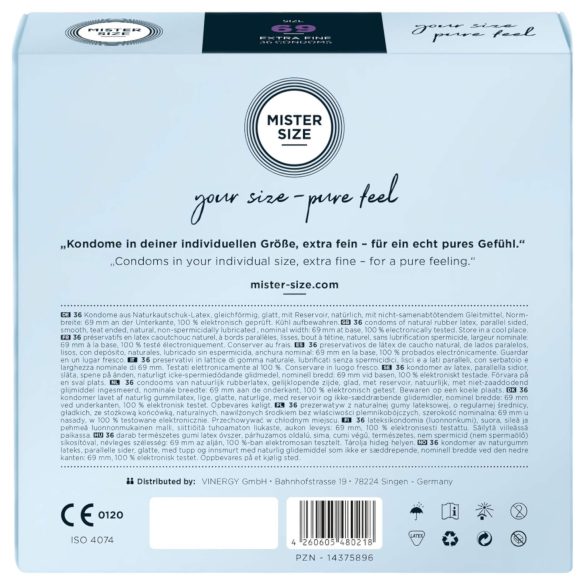 Mister Size - preservativo fino - 69mm - caixa com 36 unidades