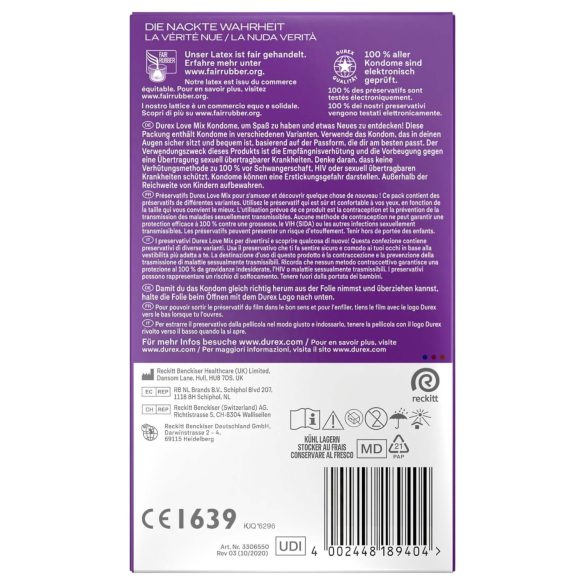 Durex Love Mix - preservativos sortidos - pacote com 18 unidades