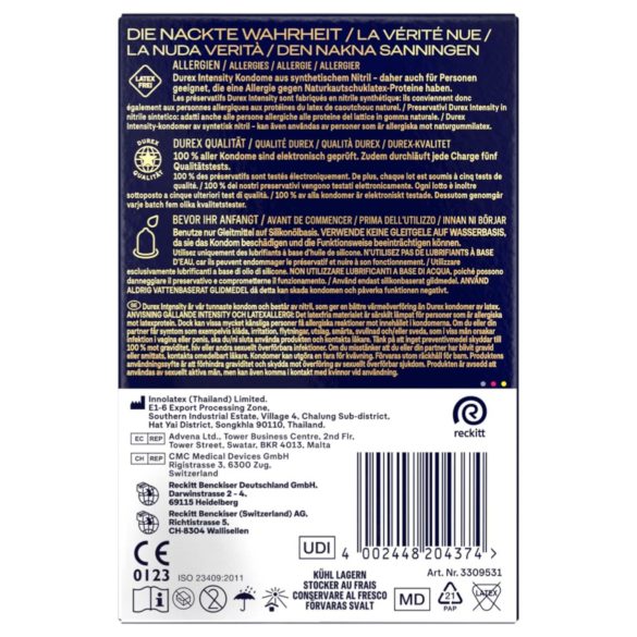 Durex Intensity - preservativo fino sem látex - caixa com 20 unidades