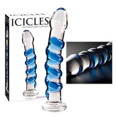 Icicles No. 5 - dildo de vidro espiral - transparente azul