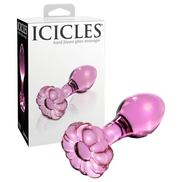Icicles No. 48 - plug anal de vidro floral - rosa