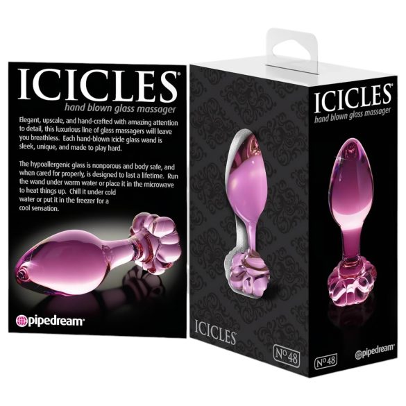 Icicles No. 48 - plug anal de vidro floral - rosa