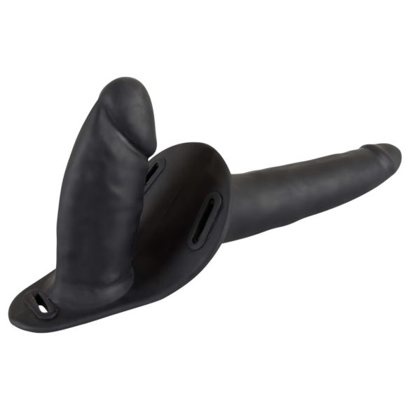 You2Toys - Cinta com dildo duplo em silicone preto