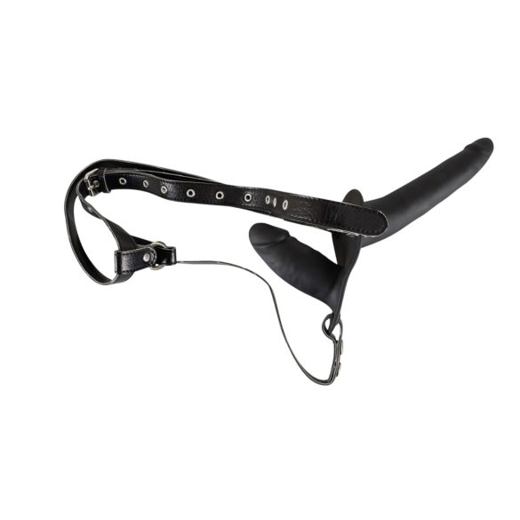 You2Toys - Cinta com dildo duplo em silicone preto