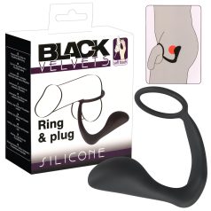 Black Velvets - plug anal com anel peniano - silicone preto