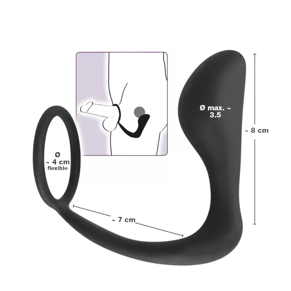 Black Velvets - plug anal com anel peniano - silicone preto