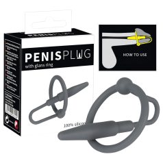   Penisplug - anel peniano com dilatador cônico em silicone - cinza