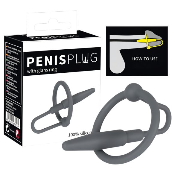 Penisplug - anel peniano com dilatador cônico em silicone - cinza
