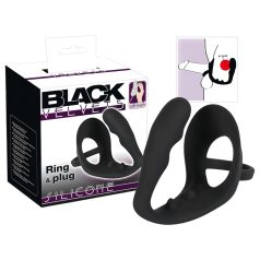   Black Velvets - plug anal com anel peniano e escrotal - silicone preto