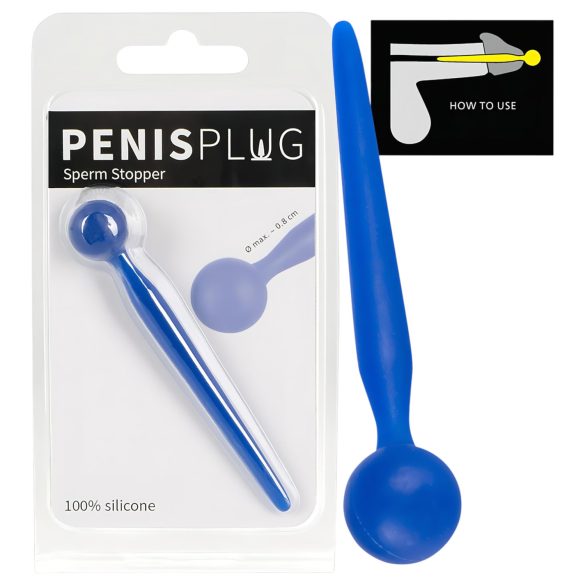 Dilator Sperm Stopper - dilatador uretral com bola - silicone azul