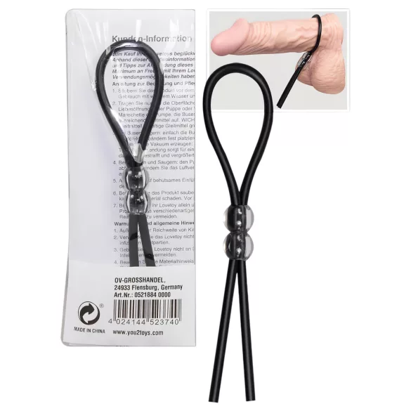 You2Toys - anel peniano ajustável com bolinhas - silicone preto