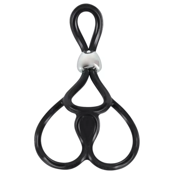 You2Toys - Anel peniano triplo ajustável com anel escrotal - silicone preto