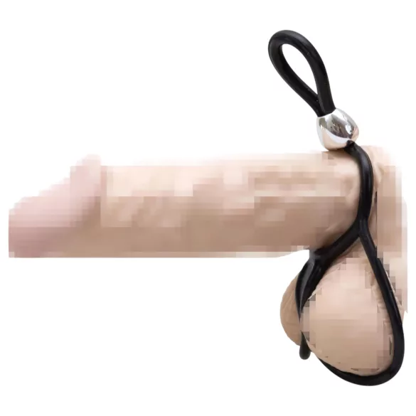 You2Toys - Anel peniano triplo ajustável com anel escrotal - silicone preto