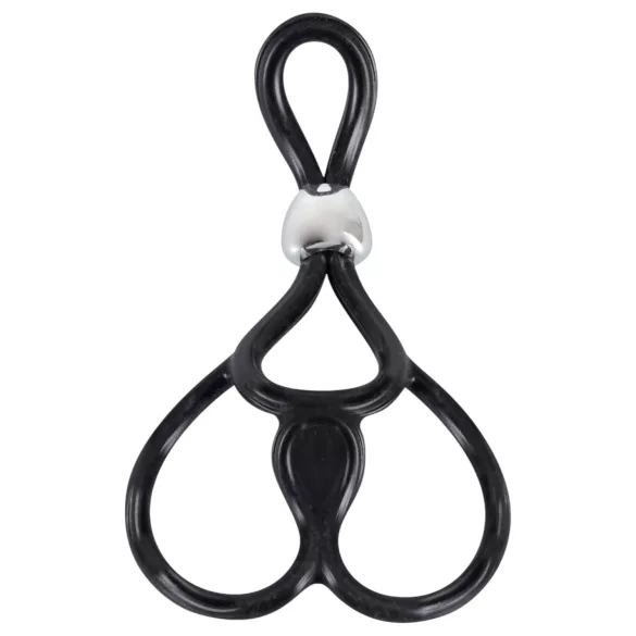 You2Toys - Anel peniano triplo ajustável com anel escrotal - silicone preto