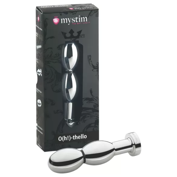 mystim O(h!)-thello - plug anal elétrico com esfera - prata