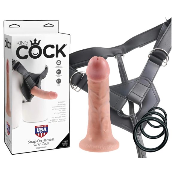 King Cock - cintaralho com dildo - realístico 6" - cor pele