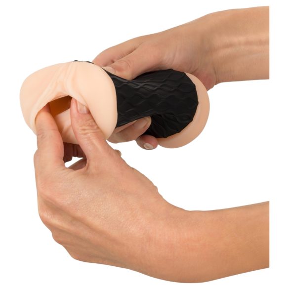 Nature Skin - masturbador duplo vagina e ânus - cor natural e preta