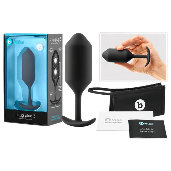 b-vibe - plug anal dupla bola 180g - silicone preto