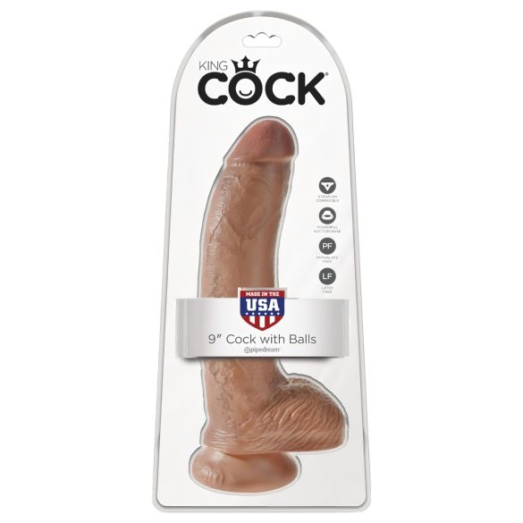 King Cock - dildo realístico com testículos - 23 cm - marrom