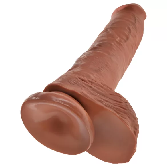 King Cock Pénis Grande com Testículos 10" (25 cm, castanho)