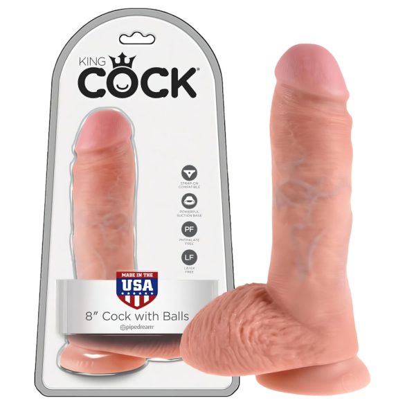 King Cock - dildo realístico com escroto - 20 cm - cor pele