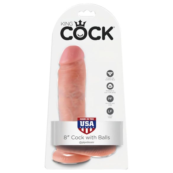 King Cock - dildo realístico com escroto - 20 cm - cor pele
