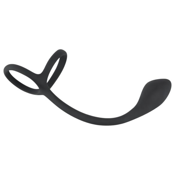 Black Velvets - dildo anal com anel peniano e escrotal - silicone preto