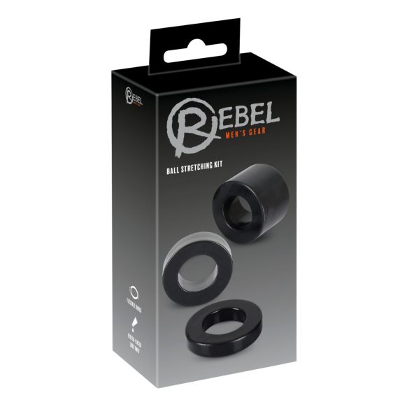 Rebel Ball - anel peniano e escrotal - kit com extensor - preto