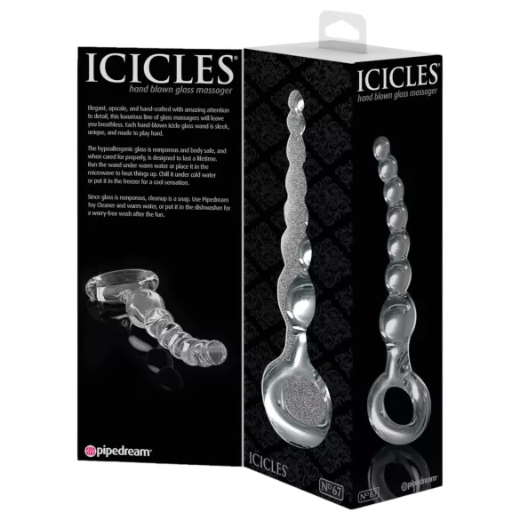 Icicles No. 67 - dildo de vidro com esferas - transparente