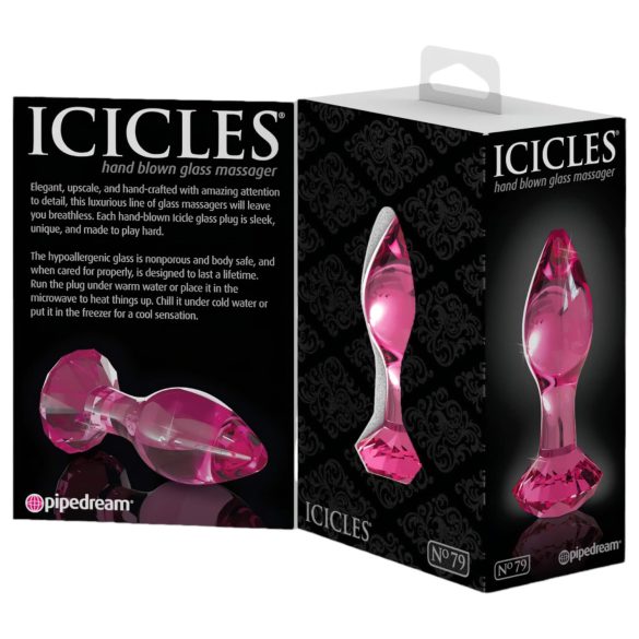 Icicles No. 79 - plug anal de vidro cônico - rosa