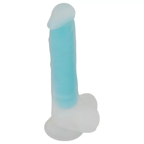 You2Toys - dildo com ventosa que brilha no escuro - silicone azul
