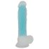 You2Toys - dildo com ventosa que brilha no escuro - silicone azul