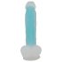 You2Toys - dildo com ventosa que brilha no escuro - silicone azul