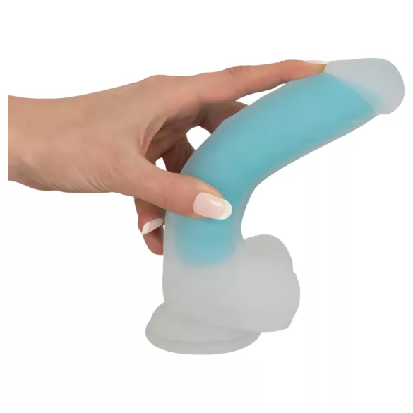 You2Toys - dildo com ventosa que brilha no escuro - silicone azul