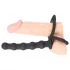 Black Velvets - anel peniano e escrotal com plug anal - silicone preto
