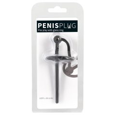  Penisplug - anel peniano com dilatador uretral oco - silicone preto