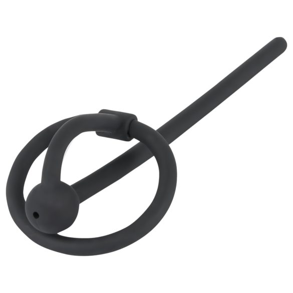 Penisplug - anel peniano com dilatador uretral oco - silicone preto