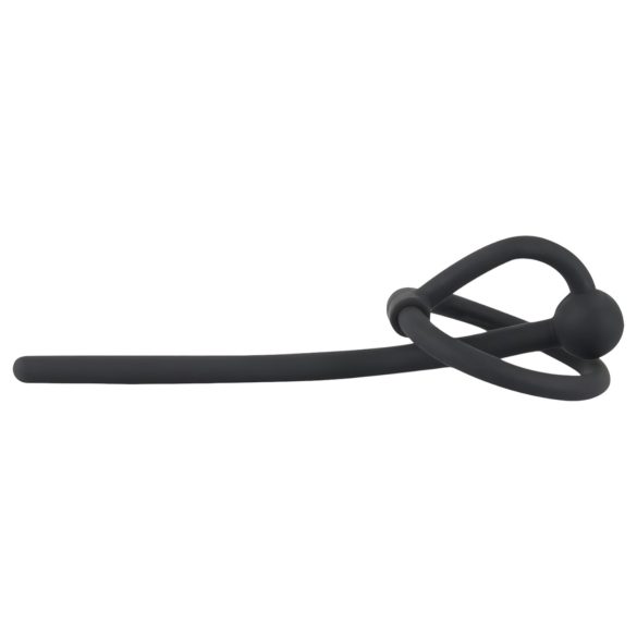 Penisplug - anel peniano com dilatador uretral oco - silicone preto