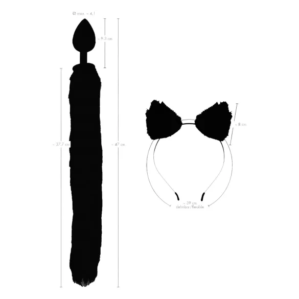 Bad Kitty - plug anal com cauda de gato - silicone preto