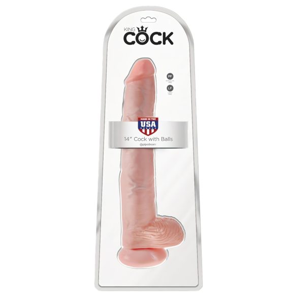 King Cock - dildo realístico com escroto - 35cm - cor natural