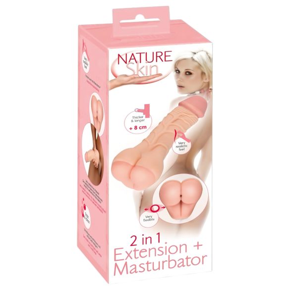 Nature Skin - masturbador 2 em 1 bunda artificial e capa peniana - cor natural