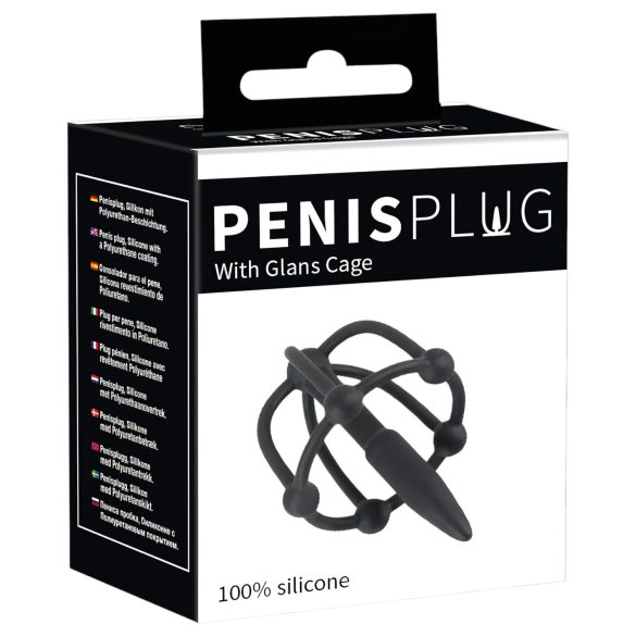 Penisplug - gaiola peniana com dilatador - silicone preto