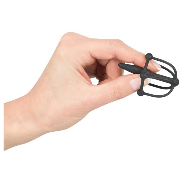 Penisplug - gaiola peniana com dilatador - silicone preto